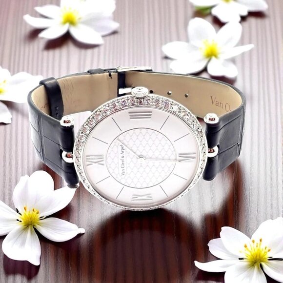 Van Cleef & Arpels Pierre Arpels 18K White Gold Diamond 38mm Watch Cert. Box! main image 12